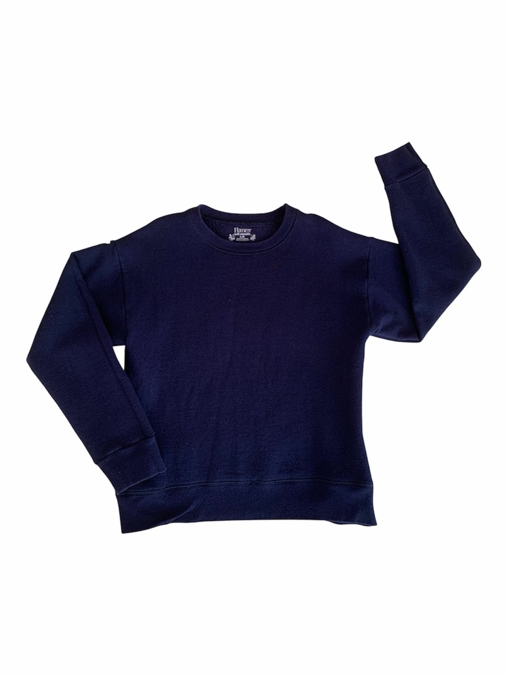 Hanes Soft Sweats Sweatshirt Girls L (10-12) Blue Crewneck Pullover Long Sleeves